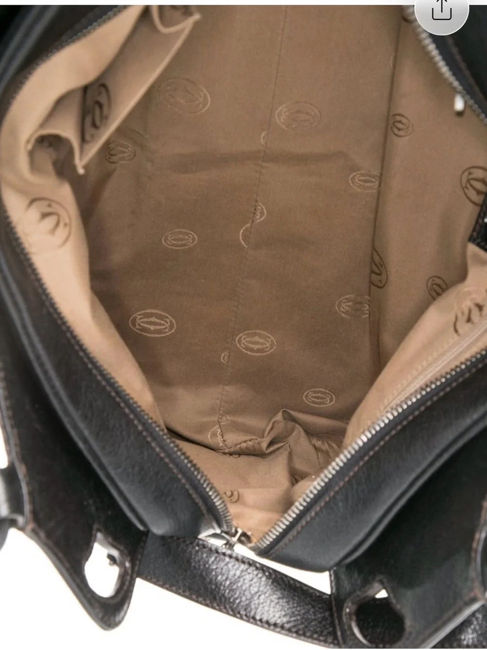 Cartier Black Leather Structured Tote Bag with Shoulder Strap